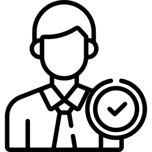 Logo représentant l'efficacité d'Avinkel Rénovation - Personne avec un v devant lui comme validé